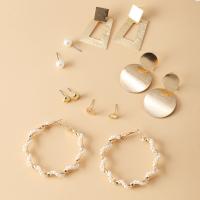 Plastic Pearl Zinc Alloy Earring, with Plastic Pearl, plated, 6 pieces & fashion jewelry & for woman 