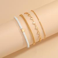 Zinc Alloy Anklet, with Seedbead, Heart, 4 pieces & fashion jewelry & for woman 