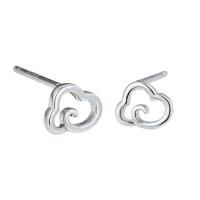 Sterling Silver Stud Earring, 925 Sterling Silver, Cloud, plated, fashion jewelry & for woman, silver color, 5mm 