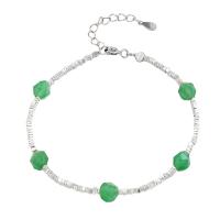 Sterling Silver Bracelets, 925 Sterling Silver, with Aventurine, with 3CM extender chain, plated, fashion jewelry & for woman, silver color Approx 16 cm 