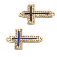 Cubic Zirconia Micro Pave Brass Connector, Cross, plated, DIY & micro pave cubic zirconia & enamel Approx 1.5mm [