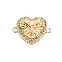 Cubic Zirconia Micro Pave Brass Connector, Heart, plated, DIY & micro pave cubic zirconia, golden Approx 2mm 