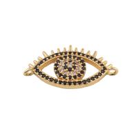 Evil Eye Jewelry Connector, Brass, plated, DIY & micro pave cubic zirconia, golden Approx 2mm 