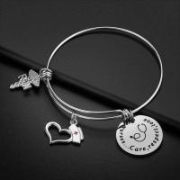 Stainless Steel Charm Bracelet, 304 Stainless Steel, fashion jewelry & retractable, 16cm 