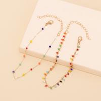 Zinc Alloy Anklet, with Seedbead, gold color plated, 2 pieces & Bohemian style & for woman Approx 8.3 Inch, Approx 8.7 Inch 