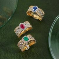 Латунное кольцо с стразами, Латунь, плакирован золотом, регулируемый & Женский & со стразами, Много цветов для выбора, размер:6-8, продается PC[