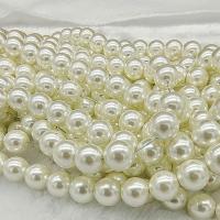 Perles de nacre en verre, perle de verre, Rond, DIY & normes différentes pour le choix, beige Environ 15 pouce, Vendu par brin