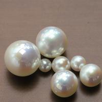 Glass Pearl Beads, Round, DIY & half-drilled, white 