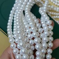 Perles de nacre en verre, perle de verre, Rond, DIY & normes différentes pour le choix, blanc Environ 15 pouce, Vendu par brin