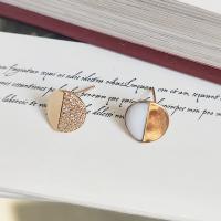 Enamel Zinc Alloy Stud Earring, fashion jewelry & for woman, golden, 10mm 