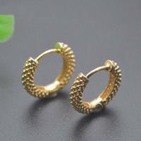 Brass Huggie Hoop Earring, Donut, gold color plated, fashion jewelry & for woman & hollow 