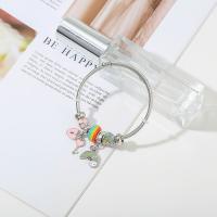 Stainless Steel  European Bracelets, 316L Stainless Steel, with Glass & Zinc Alloy, silver color plated, fashion jewelry & for woman & enamel & with rhinestone 2.9mm, Inner Approx 60mm 