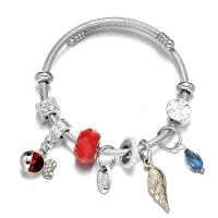 Stainless Steel  European Bracelets, Titanium Steel, with Glass & Zinc Alloy, plated, fashion jewelry & Unisex & enamel & with rhinestone Inner Approx 60mm 