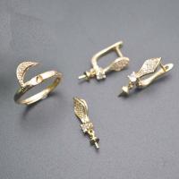DIY Jewelry Finding Kit, Brass, gold color plated, three pieces & micro pave cubic zirconia, Inner Approx 18.5mm 