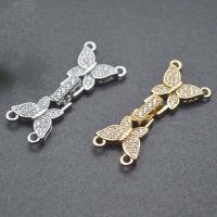 Brass Fold Over Clasp, Butterfly, plated, DIY & micro pave cubic zirconia 