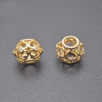 Brass Spacer Beads, Lantern, gold color plated, DIY & micro pave cubic zirconia & hollow 