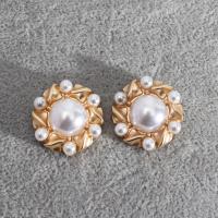 Kunststoff Perle Zink Legierung Ohrring, Zinklegierung, mit Kunststoff Perlen, plattiert, Modeschmuck & verschiedene Stile für Wahl & für Frau, verkauft von Paar[