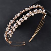 Hair Bands, Zinc Alloy, with Plastic Pearl, 2 pieces & for woman & with rhinestone Inner Approx 120mm 