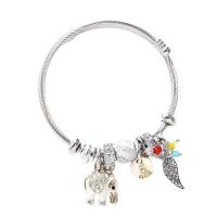 Stainless Steel  European Bracelets, 304 Stainless Steel, with Zinc Alloy, plated, fashion jewelry & for woman & enamel & with rhinestone 22mm, Inner Approx 50mm 