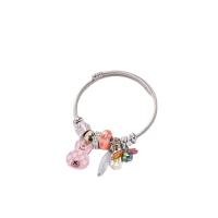 Stainless Steel  European Bracelets, 304 Stainless Steel, with Cats Eye & Zinc Alloy, Rabbit, plated, fashion jewelry & stoving varnish & for woman & with rhinestone 13mm, Inner Approx 55mm 