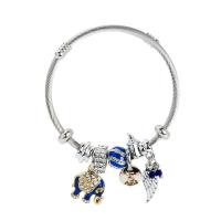 Stainless Steel  European Bracelets, 304 Stainless Steel, with Zinc Alloy, plated, fashion jewelry & for woman & enamel & with rhinestone Inner Approx 55mm 