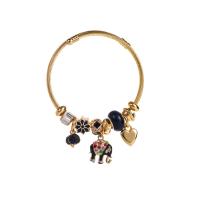 Stainless Steel  European Bracelets, Titanium Steel, with Zinc Alloy, gold color plated, fashion jewelry & for woman & enamel & with rhinestone 