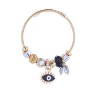 Stainless Steel  European Bracelets, Titanium Steel, with Zinc Alloy, Evil Eye, gold color plated, fashion jewelry & for woman & with rhinestone Inner Approx 60mm 