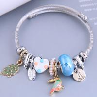 Stainless Steel  European Bracelets, 304 Stainless Steel, with Zinc Alloy, plated, fashion jewelry & enamel Inner Approx 55mm 