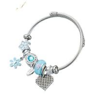 Stainless Steel  European Bracelets, 304 Stainless Steel, with Zinc Alloy, plated, fashion jewelry & enamel & with rhinestone Inner Approx 55mm 