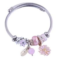 Stainless Steel  European Bracelets, 304 Stainless Steel, with Zinc Alloy, plated, fashion jewelry & with rhinestone Inner Approx 55mm 