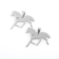 Stainless Steel Animal Pendants, 304 Stainless Steel, Horse, plated, DIY, silver color [