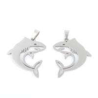 Stainless Steel Animal Pendants, 304 Stainless Steel, Shark, plated, DIY, silver color [