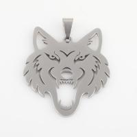 Stainless Steel Pendants, 304 Stainless Steel, Wolf, plated, DIY, silver color 