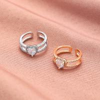 Circón cúbico anillo de dedo de latón, metal, con cúbica circonia, Corazón, Joyería & para mujer, más colores para la opción, diámetro interior:aproximado 16mm, Vendido por UD[