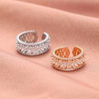 Cubic Zircon Brass Finger Ring, with Cubic Zirconia, fashion jewelry & for woman Inner Approx 17.5mm [