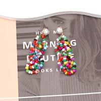 Boucles d'oreilles perle de verre, alliage de zinc, avec Seedbead & perle de plastique, fait à la main, bijoux de mode & pour femme, multicolore Vendu par paire