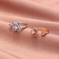 Cubic Zircon Brass Finger Ring, with Cubic Zirconia, Heart, fashion jewelry & for woman Inner Approx 18mm [