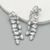 Zinc Alloy Rhinestone Drop Earring, with Glass Rhinestone, fashion jewelry & for woman [