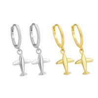 Sterling Silver Drop Earring, 925 Sterling Silver, Airplane, plated, fashion jewelry & for woman 