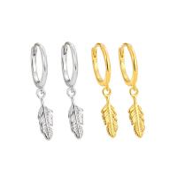 Sterling Silver Drop Earring, 925 Sterling Silver, Feather, plated, fashion jewelry & for woman 