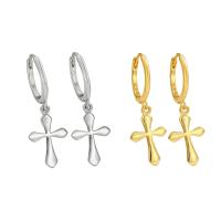 Sterling Silver Drop Earring, 925 Sterling Silver, Cross, plated, fashion jewelry & for woman 