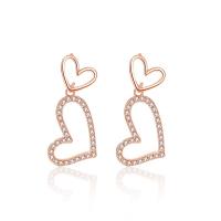 Sterling Silver Drop Earring, 925 Sterling Silver, Heart, plated, micro pave rhinestone & for woman 