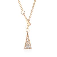 Cubic Zircon Micro Pave Sterling Silver Necklace, 925 Sterling Silver, with 5CM extender chain, Triangle, plated, micro pave cubic zirconia & for woman Approx 40 cm 