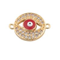 Evil Eye Jewelry Connector, 925 Sterling Silver, plated, DIY & micro pave cubic zirconia & enamel, golden Approx 2mm 