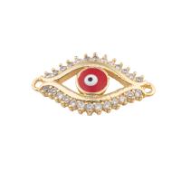 Evil Eye Jewelry Connector, 925 Sterling Silver, plated, DIY & micro pave cubic zirconia & enamel, golden Approx 2mm 