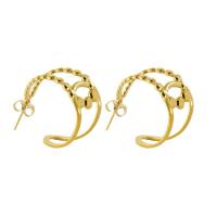 Stainless Steel Stud Earring, 304 Stainless Steel, 18K gold plated, for woman & hollow 