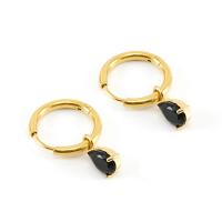 Titanium Steel Earrings, Teardrop, 18K gold plated, micro pave cubic zirconia & for woman 23mm 
