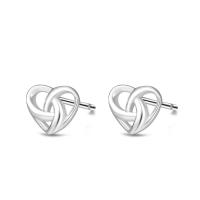 Sterling Silver Stud Earring, 925 Sterling Silver, Heart & for woman & hollow, silver color 