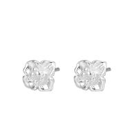 Sterling Silver Stud Earring, 925 Sterling Silver, Flower & for woman, silver color 