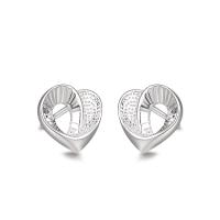 Sterling Silver Stud Earring, 925 Sterling Silver, Heart & for woman & hollow, silver color 